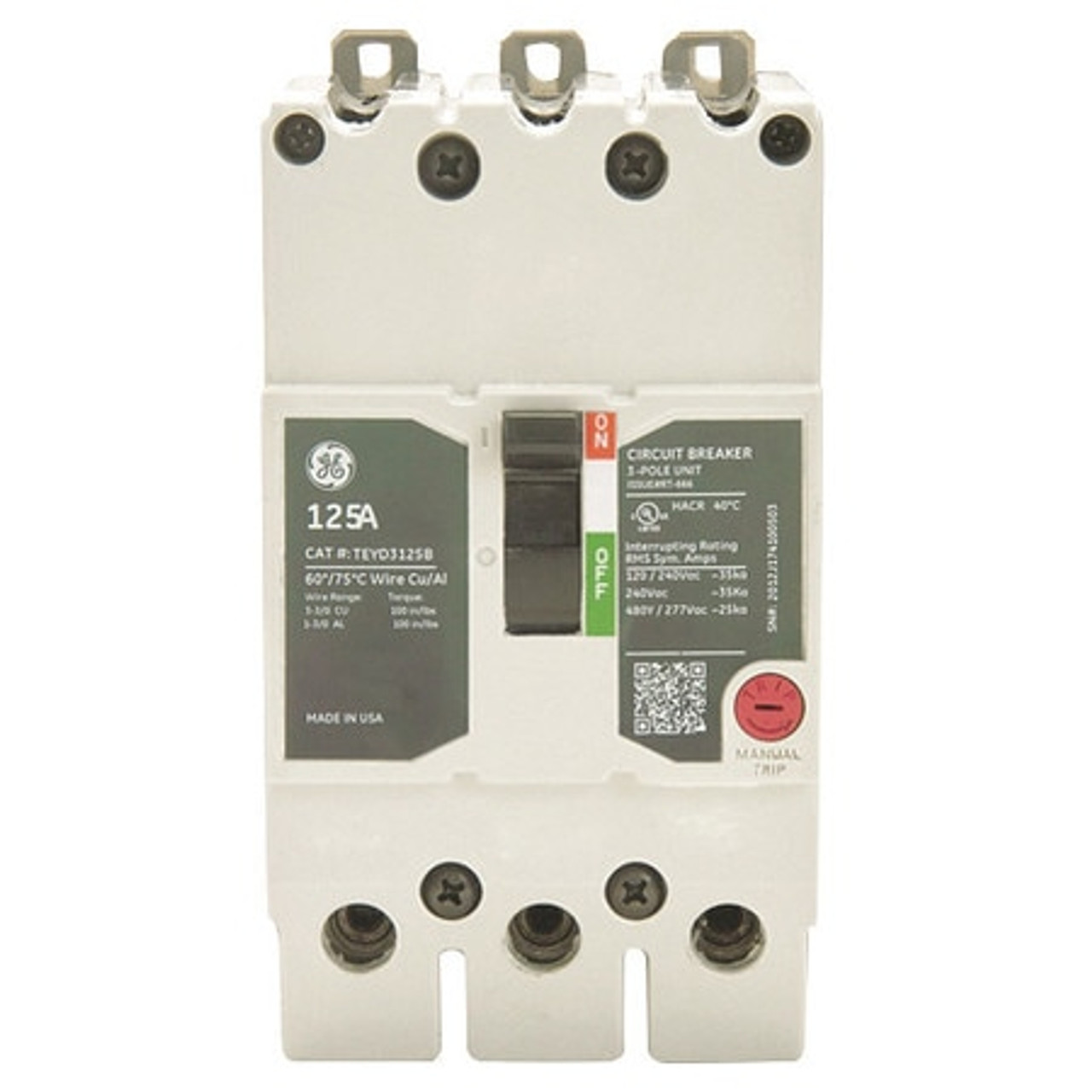 GENERAL CABLE TEYD3080B CIRCUIT BREAKER 80A 3P 277/480VAC 25KA