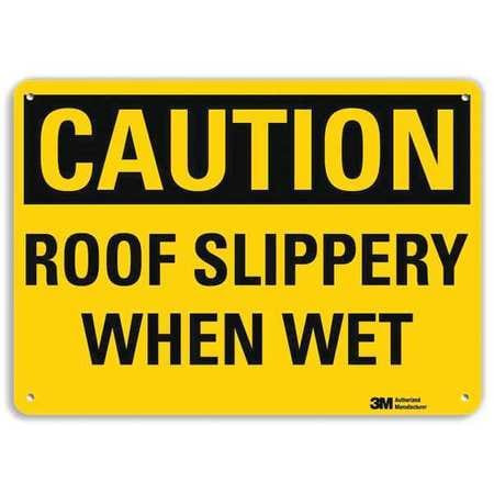 LYLE U4-1635-RA_10X7 SAFETY SIGN ROOF SLIPPERY 7IN H X 10IN W