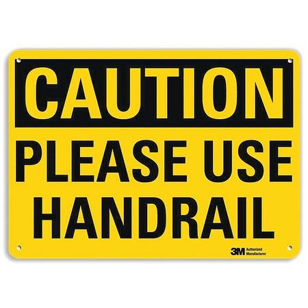 LYLE U4-1599-RA_14X10 SAFETY SIGN PLEASE USE HANDRAIL 10 IN H