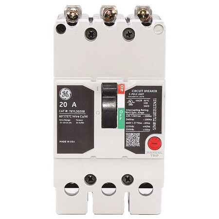GENERAL CABLE TEYL3020B CIRCUIT BREAKER 20A 3P 277/480VAC 65KA