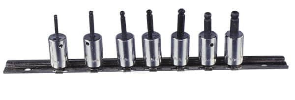 WILLIAMS WSM-7HBA 1/4 DR BALL HEX SKT SET, 7-PC           