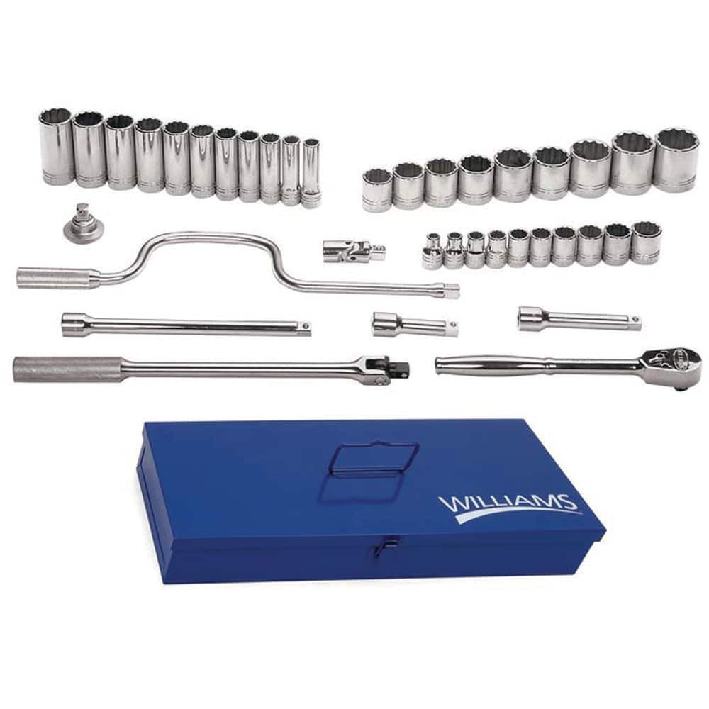 WILLIAMS WSS-38F 1/2 DR SKT/TOOL SET,12-PT,38-P          