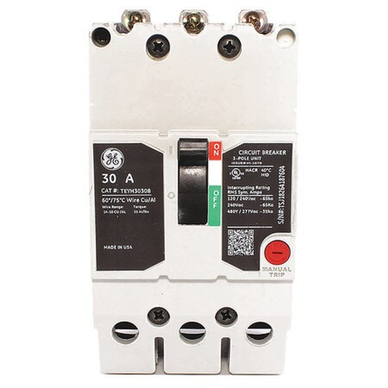 GENERAL CABLE TEYH3030B CIRCUIT BREAKER 30A 3P 277/480VAC 35KA