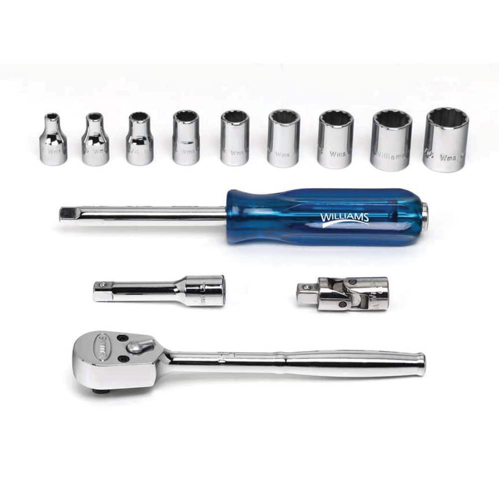 WILLIAMS WSM-13F 1/4 DR SKT/TOOL SET,12-PT, 13-          