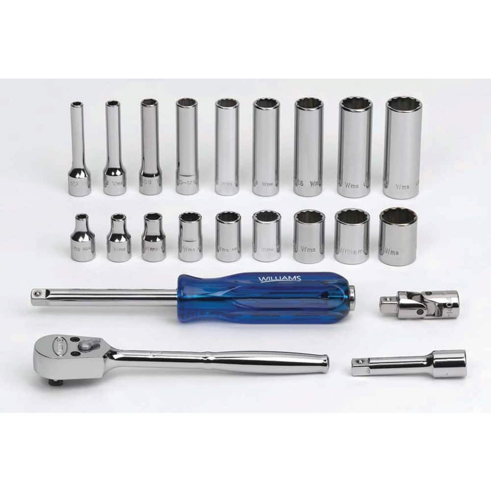 WILLIAMS WSM-22F 1/4 DR SKT/TOOL SET,12-PT, 22-          