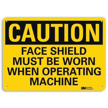 LYLE U4-1297-RA_10X7 SAFETY SIGN FACE SHIELD WORN 7IN.H