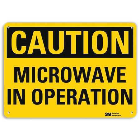 LYLE U4-1528-RA_10X7 SAFETY SIGN MICROWAVE IN OPERATION 7IN H