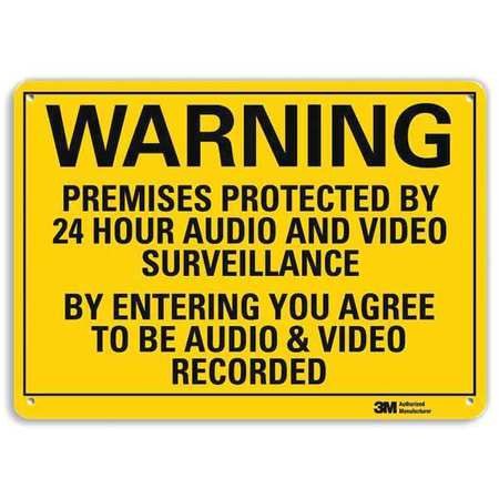 LYLE U6-1200-RA_14X10 WARNING SIGN SECURITY BLACK/YELLOW 10INH