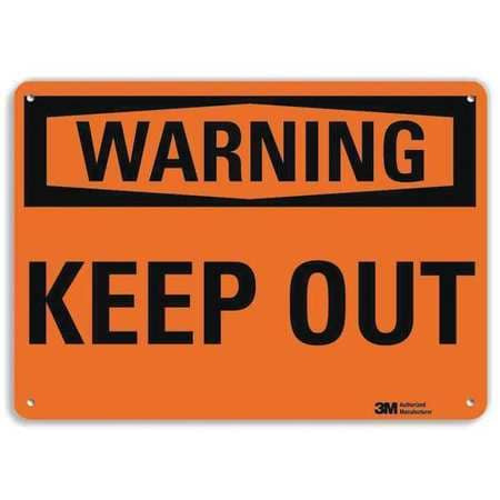 LYLE U6-1143-RA_10X7 WARNING SIGN KEEP OUT BLACK/ORANGE 7IN H