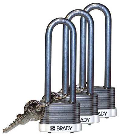 BRADY SPC ABSORBENTS 123256 KEYED PADLOCK,ALIKE,1-5/16"W,PK3