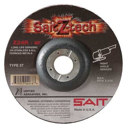 UNITED ABRASIVES-SAIT 22603 DEPRESSED CENTER WHEEL T27 6 IN. 24 GRIT
