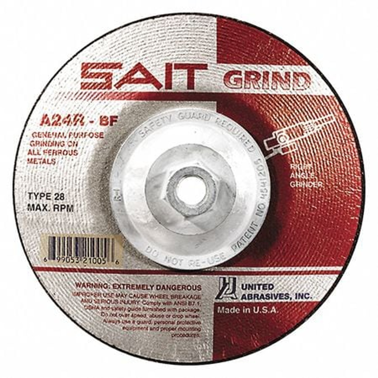 UNITED ABRASIVES-SAIT 21026 DEPRESSED CENTER WHEEL T28 4-1/2IN AO UNITED ABRASIVES-SAIT 21026 DEPRESSED CENTER WHEEL T28 4-1/2IN AO