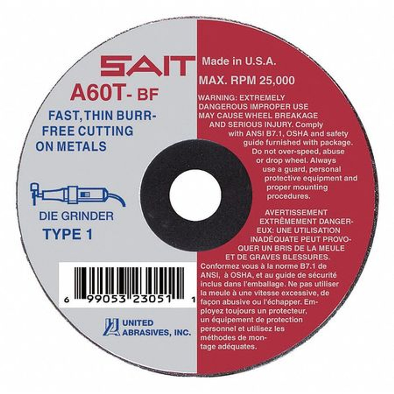 UNITED ABRASIVES-SAIT 23013 ABRASIVE CUT-OFF WHEEL 2 IN. AO 60 GRIT UNITED ABRASIVES-SAIT 23013 ABRASIVE CUT-OFF WHEEL 2 IN. AO 60 GRIT