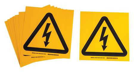 BRADY SPC ABSORBENTS 60224 LABEL PS VINYL 8INHX8INW ELEC VOLT PK10