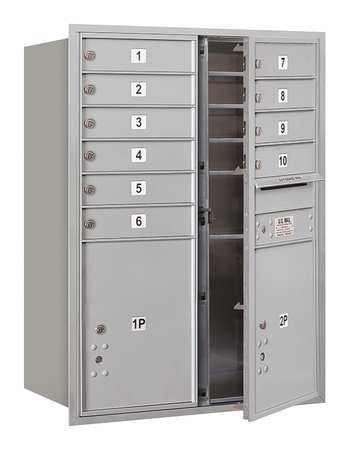SALSBURY INDUSTRIES 3711D-10AFU HORIZ MAILBOX USPS 12DR ALUM FL 41IN