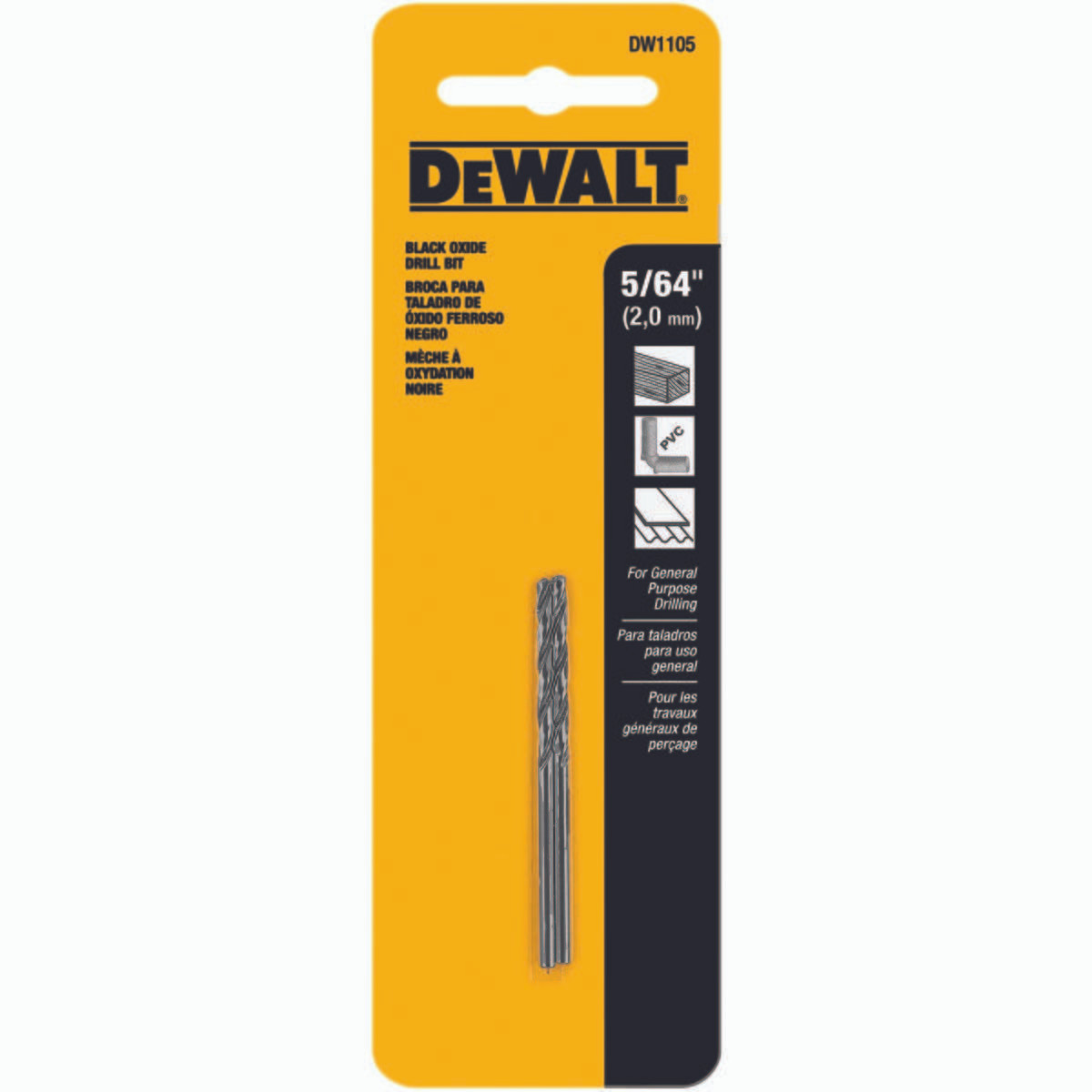 DEWALT TOOLS DW1105 DRILL BIT BLACK OXIDE 5/64IN