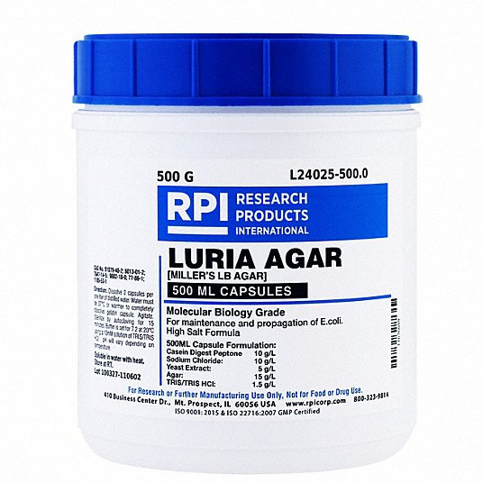 RPI L24025-500.0 LURIA AGAR 500G CAPLET PK25
