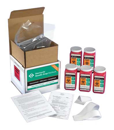 STERICYCLE 1Q5V4 SHARPS MAILBACK SYSTEM 1/4 GAL. RED