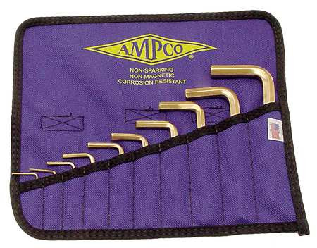 AMPCO SAFETY TOOLS M-42M 10 PIECE L-KEY SHORT ARM HEX KEY SET