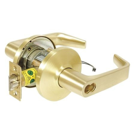 STANLEY SECURITY 9KW37DEU15DS3606 LEVER STOREROOM ANGLED ELECT SATIN BRASS