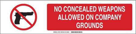 BRADY SPC ABSORBENTS 140767 SLIDER INSERT NO WEAPONS ALLOWED PLASTIC