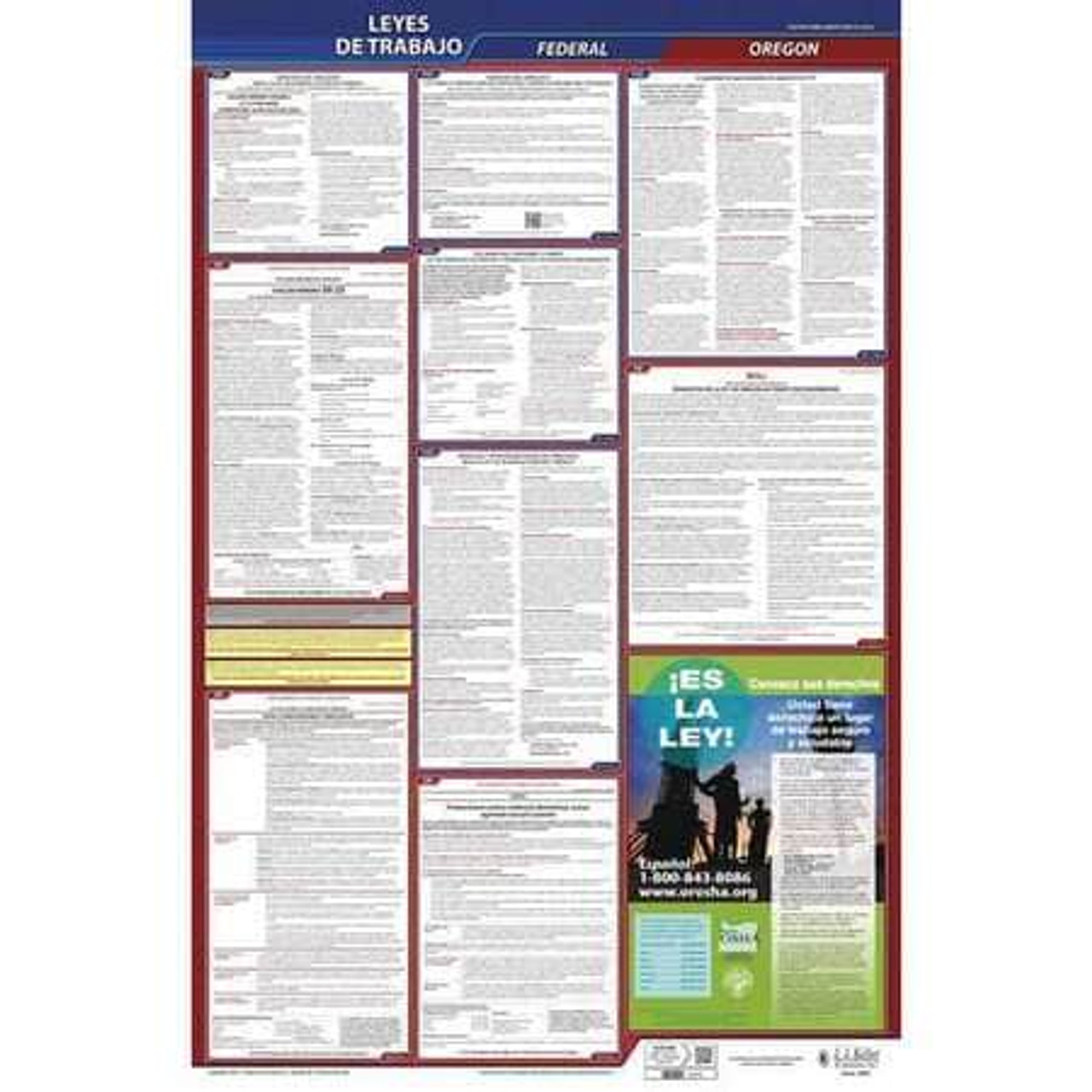 JJ KELLER 400-OR-1 LABOR LAW POSTER FED/STA OR SP 26INH 1YR