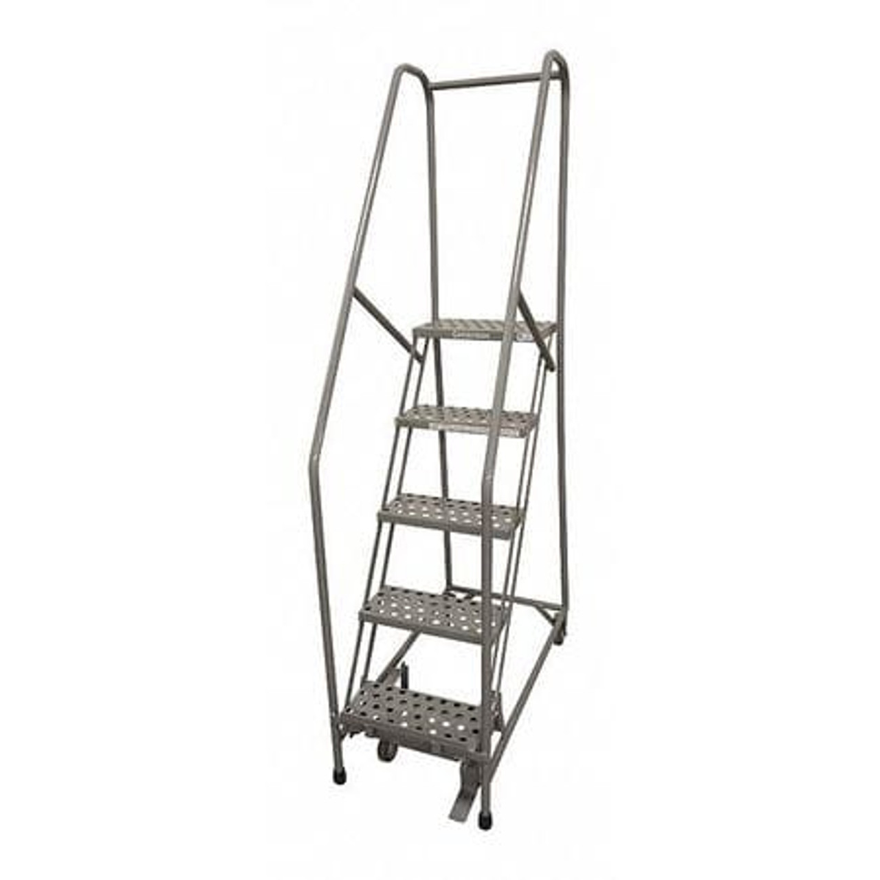 COTTERMAN 1504R1820A3E10B4W4C1P6 ROLLING LADDER,STEEL,70IN. H.,GRAY
