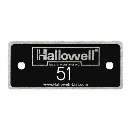 HALLOWELL NPH51-100 NUMBER PLATE NUMBERS 51 TO 100 ALUMINUM