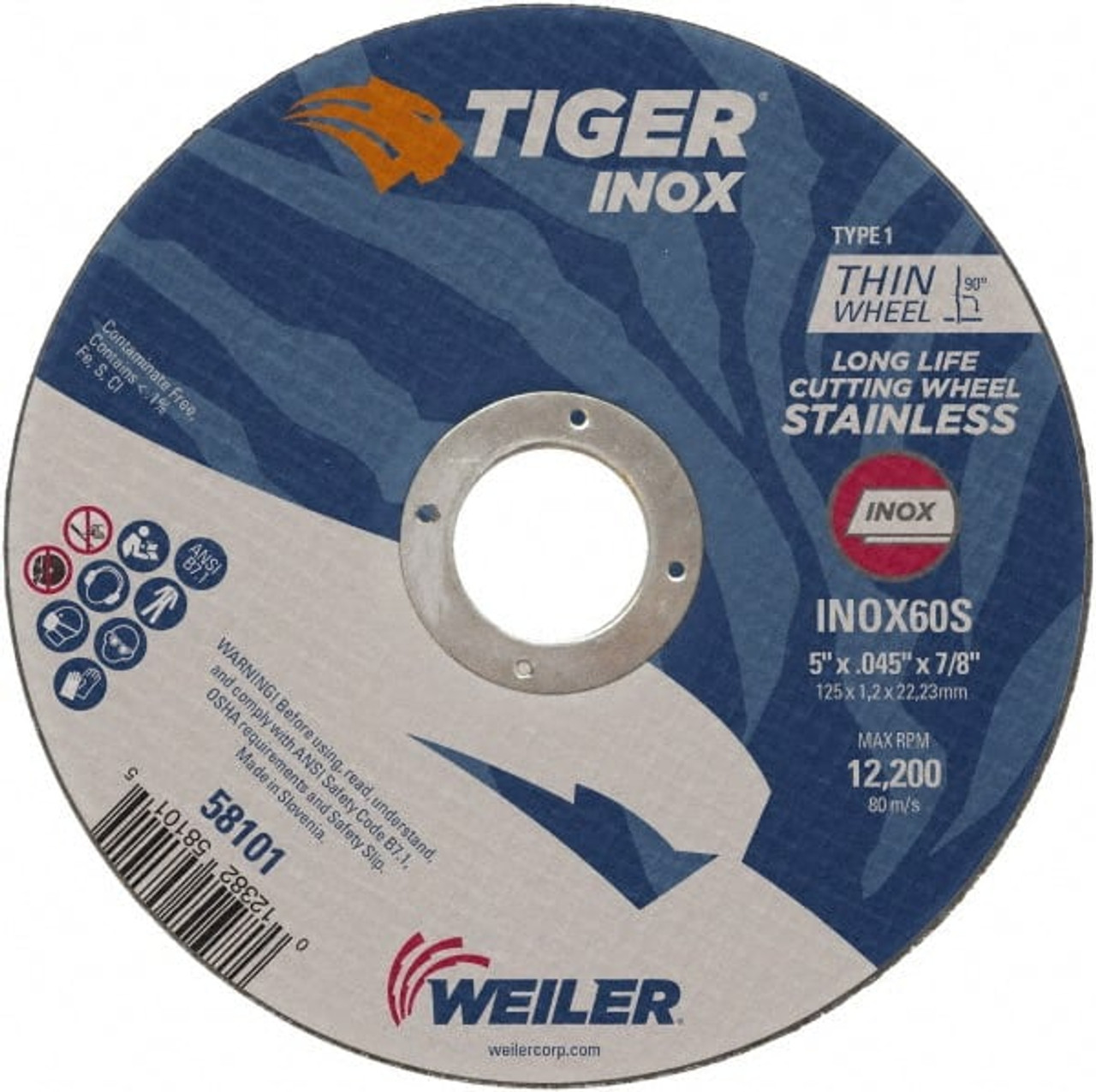 WEILER CORPORATION 58101 CW,5" X 0.045" X 7/8",60,TYPE 1 WEILER CORPORATION 58101 CW,5" X 0.045" X 7/8",60,TYPE 1