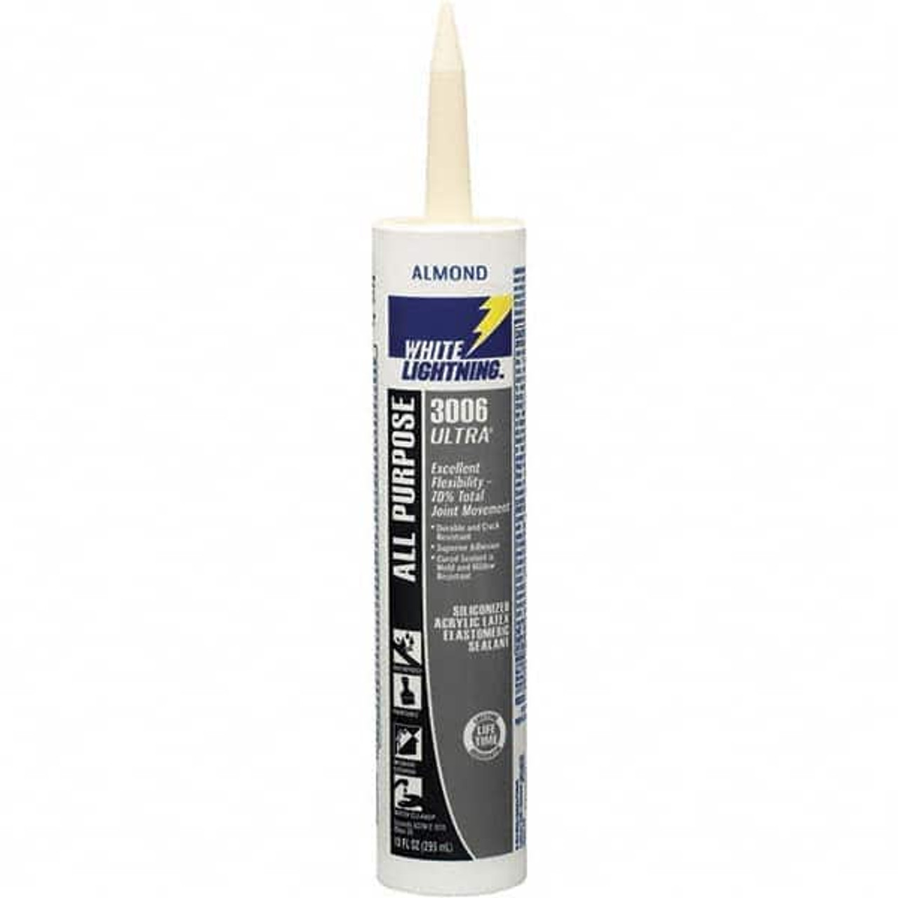 WHITE LIGHTNING W11002010 SEALANT ELASTOMERIC ALMND 10OZ