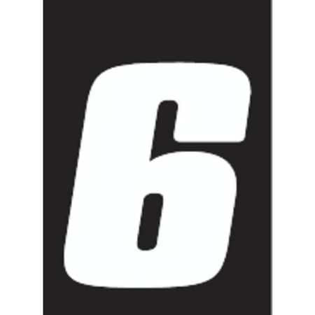 HARDLINE PRODUCTS DB53W-6 NUMBER LABEL WHT 5-1/2 IN H NO. 6 PK3
