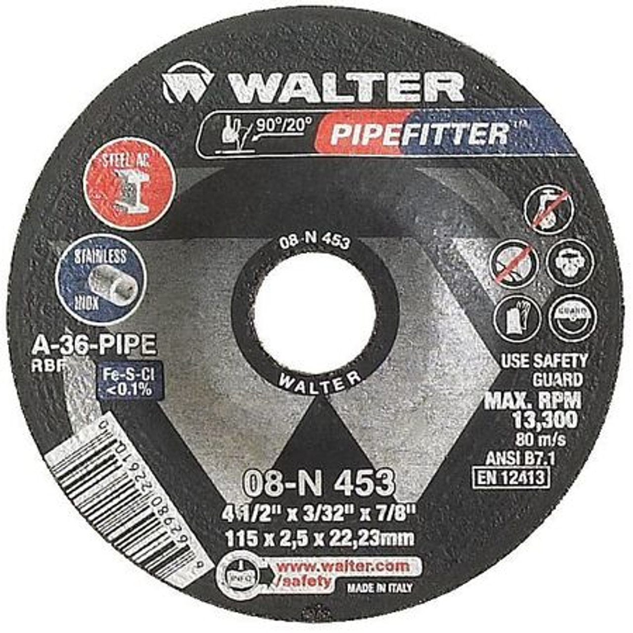 PIPEFITTER 08N452 GRINDING WHEEL T27 4-1/2X1/8X7/8 PIPEFITTER 08N452 GRINDING WHEEL T27 4-1/2X1/8X7/8