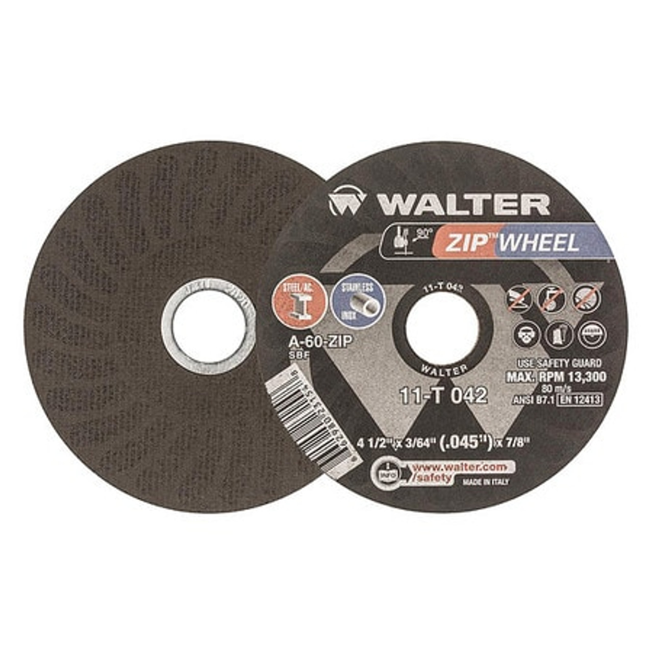 ZIP 11T042 CUT-OFF WHEEL T1 4-1/2X3/64X7/8 ZIP 11T042 CUT-OFF WHEEL T1 4-1/2X3/64X7/8