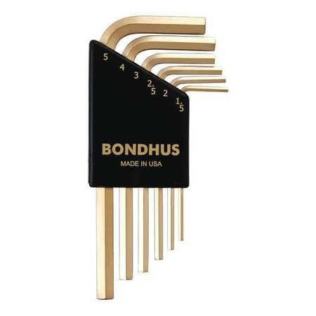 BONDHUS 38246 SET 6 PLATED HEX L-WRENCHES- SHORT