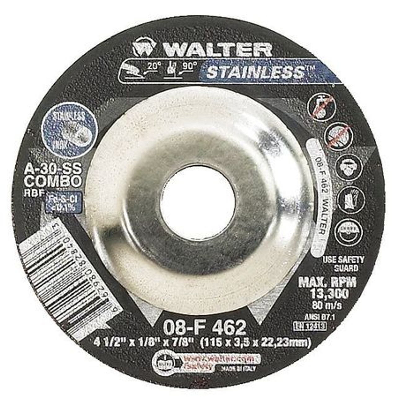 STAINLESS 08F452 GRINDING WHEEL T27 4-1/2X1/8X5/8-11