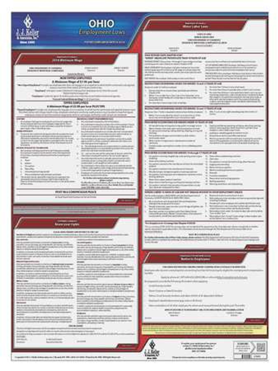 JJ KELLER 200-OH LABOR LAW POSTER STATE LABOR LAW OH