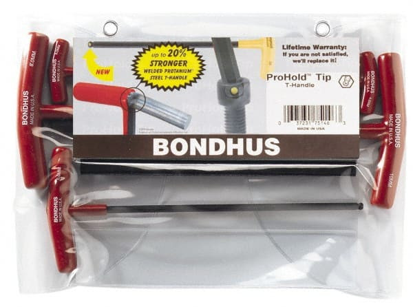 BONDHUS 75148 5 PIECE T-HANDLE HEX KEY SET
