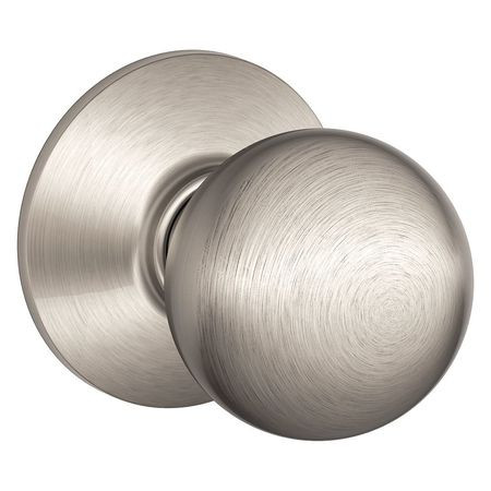 SCHLAGE F10 ORB 619 PASSAGE LATCH, ORBIT KNOB, SATIN NICKEL