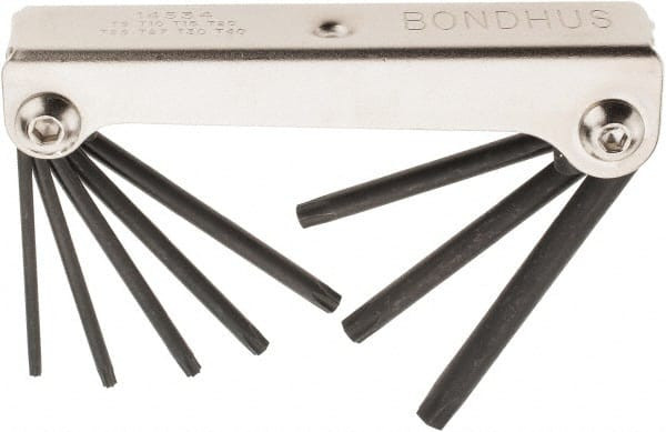 BONDHUS 14534 8 PIECE T9 TO T40 FOLD-UP TORX KEY SET