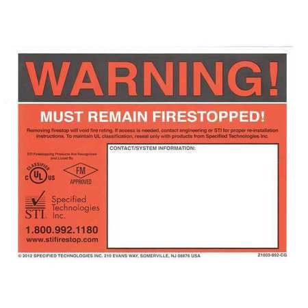 STI Z1003892CG RED WARNING LABEL