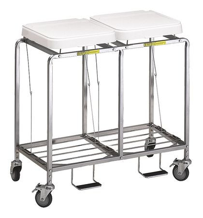 R B WIRE PRODUCTS INC. 684NB LAUNDRY HAMPER CART 2 COMP GRAY 7 CU FT