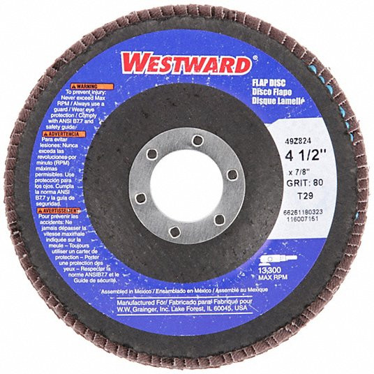 WESTWARD 66261180323 FLAP DISC 4-1/2 DIA. 80 GRIT MEDIUM