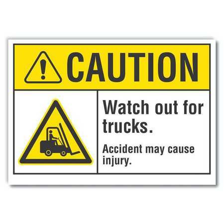 LYLE LCU3-0015-RD_5x3.5 CAUTION SIGN 3-1/2 H 5 W VINYL