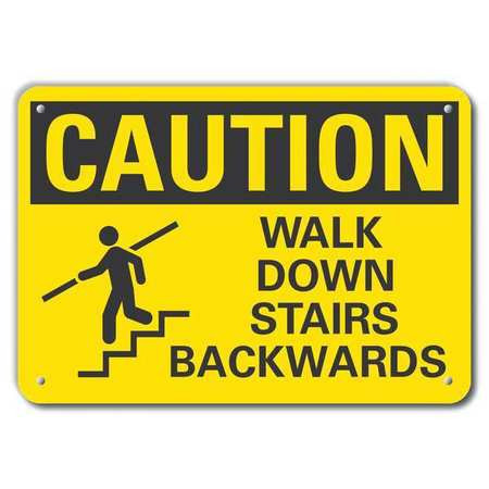 LYLE LCU3-0143-RA_10x7 SIGN WALK DOWN STAIRS BACKWARDS 7 X10 
