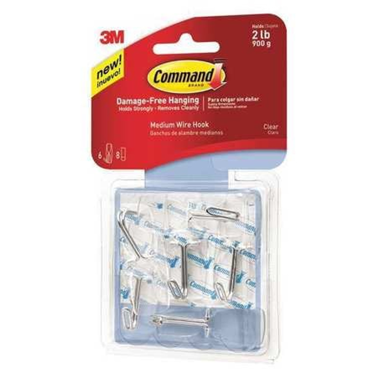 COMMAND 17065CLRVPES HOOK CLEAR WIRE PK6