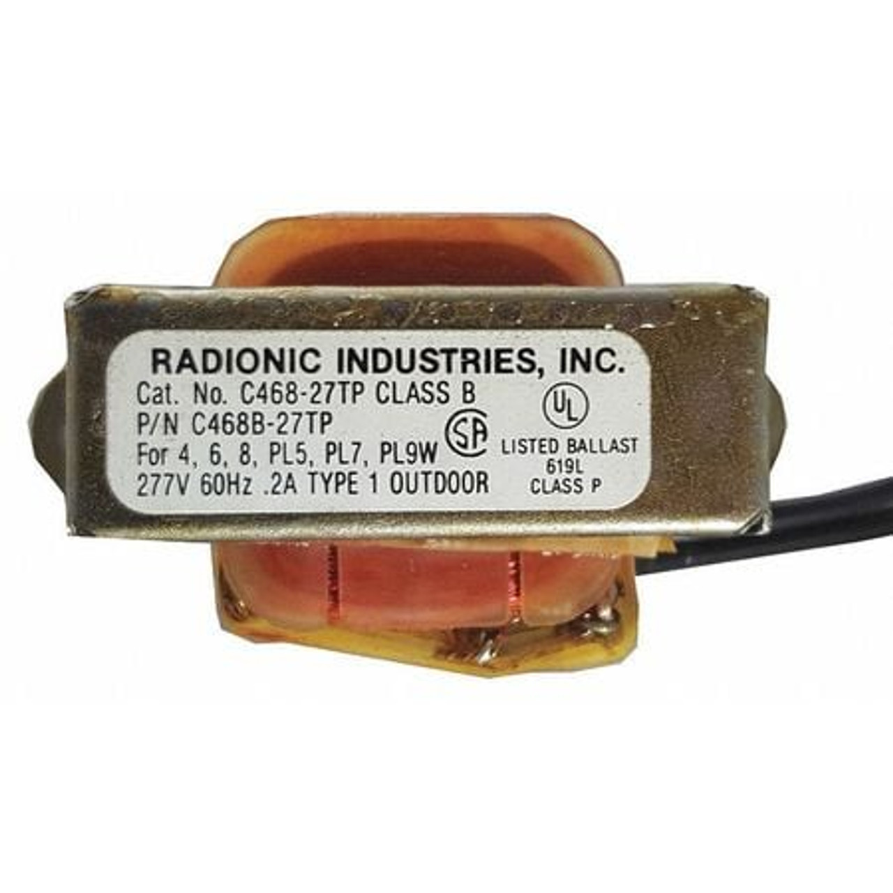 RADIONIC INDUSTRIES C468B-27TP BALLAST 277V 4 TO 9W CLASS B TP