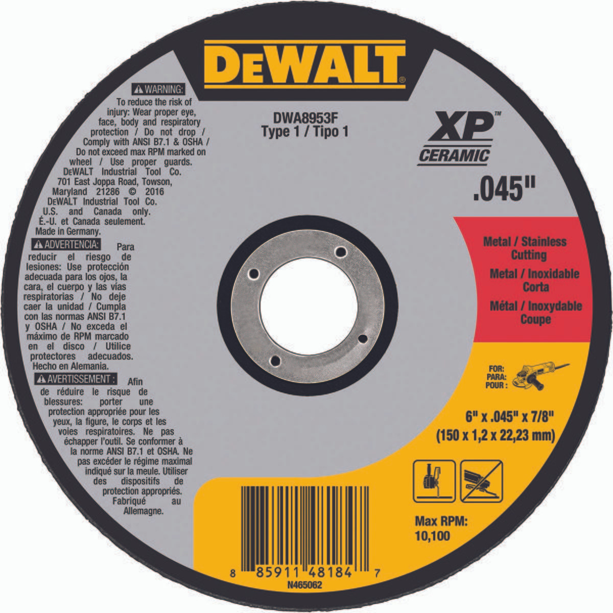 DEWALT TOOLS DWA8953F 6 X .045 X 7/8 ELITE T1 CUTTING