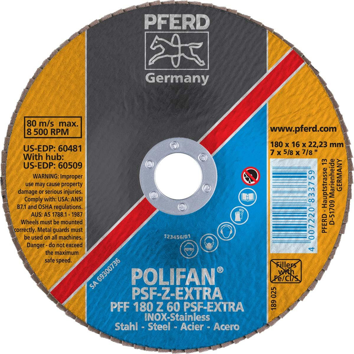 PFERD 60481 POLIFAN,PSF-EXTRA,Z 60 T27,7"X7/8"