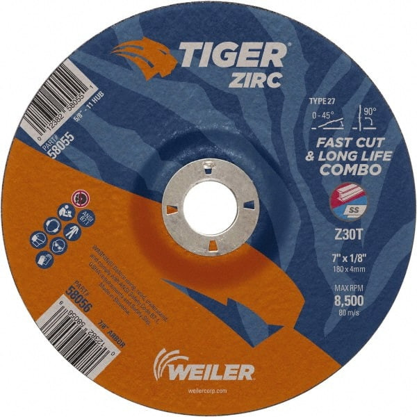 WEILER CORPORATION 58056 7 X 1/8 TIGER ZIRC T27 COMBO WHEEL Z30T 