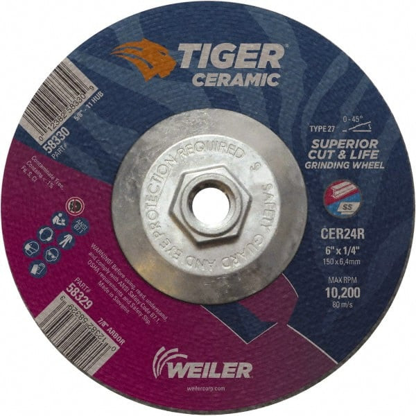 WEILER CORPORATION 58330 24 GRIT, 6" WHEEL DIAM, TYPE 27 DEPRESSE
